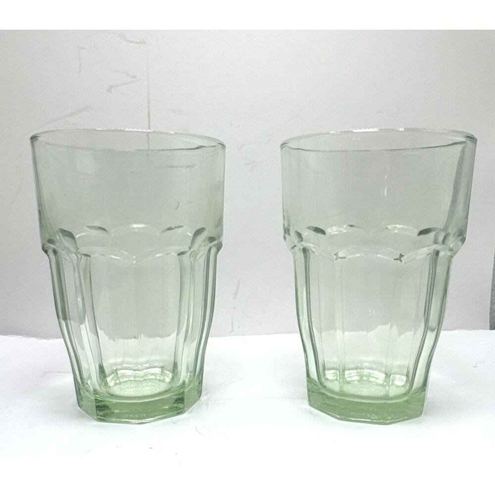 Pair Of Bormioli Rocco Mint Green Rocks Water Dinner Glasses